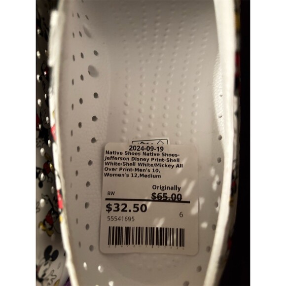 Native Shoes Jefferson Disney Mickey Mouse Print Slip-On Shoes White - Picture 6 of 6